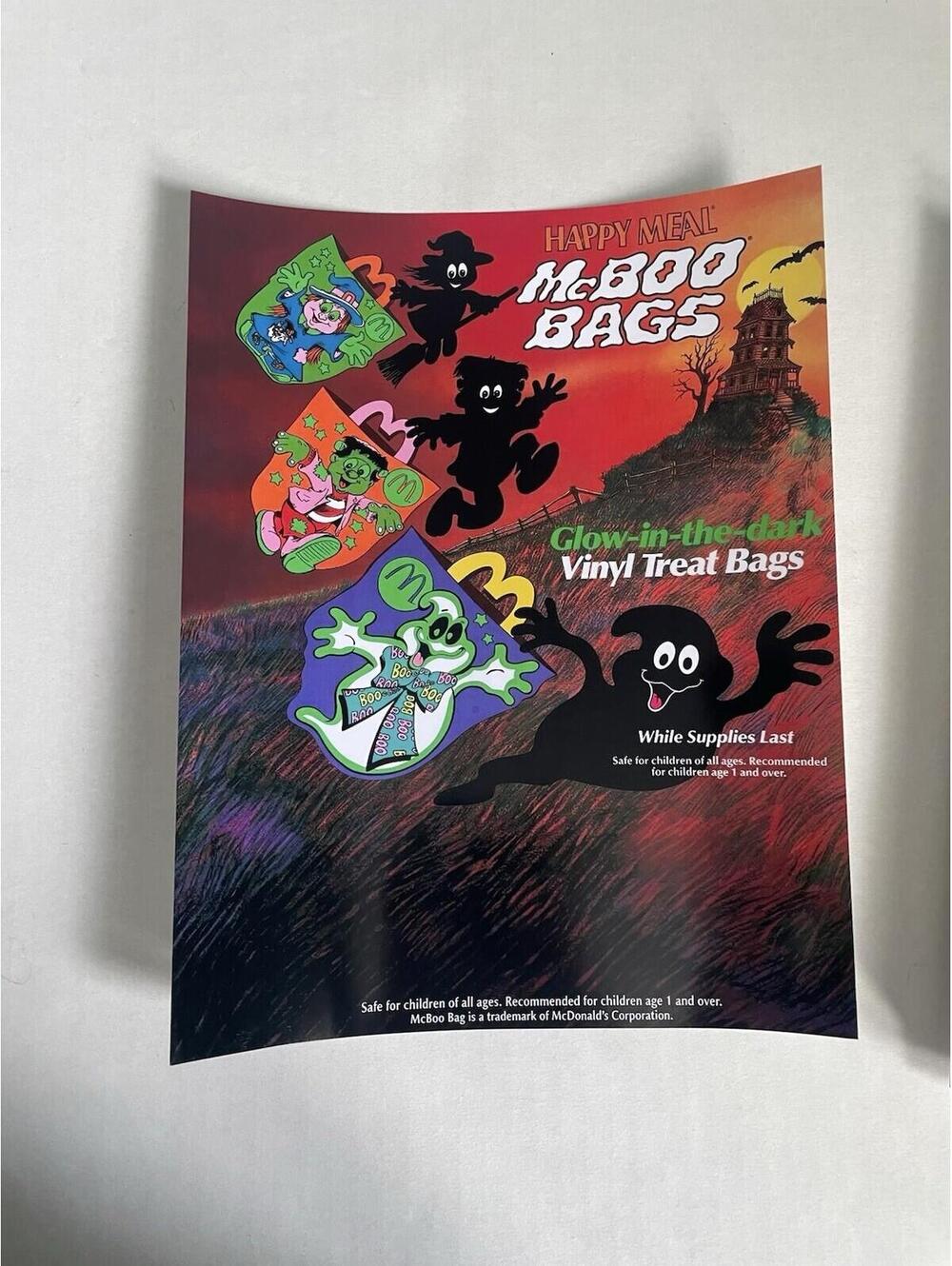 McDonalds McBoo Bags Happy Meal REPRINT Display Sign Ad McDonald’s Halloween
